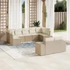 Image de vidaXL Salon de jardin avec coussins 9 pcs beige résine tressée