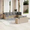 Image de vidaXL Salon de jardin avec coussins 9 pcs beige résine tressée