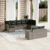 Image de vidaXL Salon de jardin 9 pcs avec coussins gris résine tressée