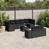 Image de vidaXL Vidaxl Salon De Jardin 10 Pcs Avec Coussins Noir Résine Tressée