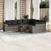 Image de vidaXL Salon de jardin avec coussins 10 pcs gris résine tressée
