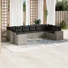 Image de vidaXL Salon de jardin avec coussins 10 pcs gris clair résine tressée