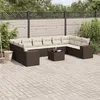 Image de vidaXL Salon de jardin et coussins 11 pcs marron résine tressée3255420