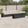 Image de vidaXL Salon de jardin 10 pcs avec coussins noir résine tressée