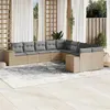 Image de vidaXL Salon de jardin avec coussins 10 pcs beige résine tressée
