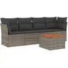 Image de Vidaxl Salon De Jardin 5 Pcs Avec Coussins Gris RÃ©sine TressÃ©e