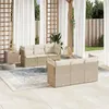 Image de vidaXL Salon de jardin avec coussins 7 pcs beige résine tressée