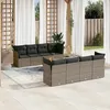 Image de Vidaxl Salon De Jardin 9 Pcs Avec Coussins Gris RÃ©sine TressÃ©e