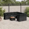 Image de vidaXL Salon de jardin 9 pcs avec coussins noir résine tressée