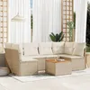 Image de Vidaxl Salon De Jardin Avec Coussins 7 Pcs Beige RÃ©sine TressÃ©e