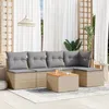 Image de Vidaxl Salon De Jardin Avec Coussins 6pcs MÃ©lange Beige RÃ©sine TressÃ©e