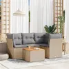 Image de vidaXL Salon de jardin avec coussins 5pcs mélange beige résine tressée