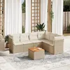 Image de Vidaxl Salon De Jardin Avec Coussins 7 Pcs Beige RÃ©sine TressÃ©e