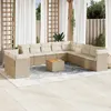 Image de vidaXL Vidaxl Salon De Jardin Avec Coussins 12 Pcs Beige Résine Tressée