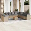 Image de Vidaxl Salon De Jardin Et Coussins 12 Pcs MÃ©lange Beige RÃ©sine TressÃ©e