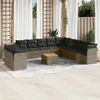 Image de vidaXL Salon de jardin avec coussins 12 pcs gris résine tressée