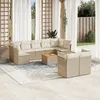 Image de Vidaxl Salon De Jardin Avec Coussins 10 Pcs Beige RÃ©sine TressÃ©e