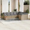Image de Vidaxl Salon De Jardin Et Coussins 10 Pcs MÃ©lange Beige RÃ©sine TressÃ©e