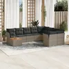 Image de Vidaxl Salon De Jardin Avec Coussins 10 Pcs Gris RÃ©sine TressÃ©e