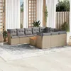 Image de Vidaxl Salon De Jardin Et Coussins 11 Pcs MÃ©lange Beige RÃ©sine TressÃ©e