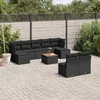 Image de Vidaxl Salon De Jardin 10 Pcs Avec Coussins Noir RÃ©sine TressÃ©e