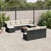 Image de vidaXL Salon de jardin 11 pcs avec coussins noir résine tressée