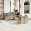 Image de vidaXL Vidaxl Salon De Jardin Et Coussins 10 Pcs Mélange Beige Résine Tressée