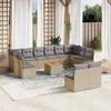 Image de vidaXL Vidaxl Salon De Jardin Et Coussins 13 Pcs Mélange Beige Résine Tressée