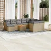 Image de Vidaxl Salon De Jardin Et Coussins 11 Pcs MÃ©lange Beige RÃ©sine TressÃ©e