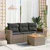 Image de vidaXL Salon de jardin 4 pcs avec coussins gris résine tressée3256326