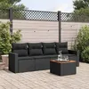 Image de vidaXL Salon de jardin 5 pcs avec coussins noir résine tressée