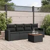 Image de Vidaxl Salon De Jardin 5 Pcs Avec Coussins Noir RÃ©sine TressÃ©e