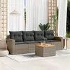 Image de vidaXL Salon de jardin 5 pcs avec coussins gris résine tressée3256333