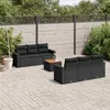 Image de Vidaxl Salon De Jardin 7 Pcs Avec Coussins Noir RÃ©sine TressÃ©e