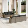 Image de vidaXL Salon de jardin 8 pcs avec coussins gris résine tressée