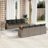 Image de vidaXL Salon de jardin 9 pcs avec coussins gris résine tressée3256375