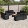 Image de vidaXL Salon de jardin avec coussins 13 pcs noir résine tressée3256384