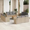 Image de Vidaxl Salon De Jardin Et Coussins 13 Pcs MÃ©lange Beige RÃ©sine TressÃ©e