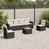 Image de Vidaxl Salon De Jardin 7 Pcs Avec Coussins Noir RÃ©sine TressÃ©e
