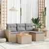 Image de Vidaxl Salon De Jardin Avec Coussins 5pcs MÃ©lange Beige RÃ©sine TressÃ©e