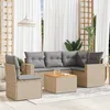 Image de Vidaxl Salon De Jardin Avec Coussins 6pcs MÃ©lange Beige RÃ©sine TressÃ©e
