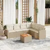 Image de Vidaxl Salon De Jardin Avec Coussins 7 Pcs Beige RÃ©sine TressÃ©e