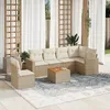 Image de Vidaxl Salon De Jardin Avec Coussins 7 Pcs Beige RÃ©sine TressÃ©e