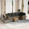 Image de Vidaxl Salon De Jardin Avec Coussins 7 Pcs Gris RÃ©sine TressÃ©e