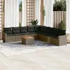 Image de vidaXL Salon de jardin avec coussins 10 pcs gris résine tressée3256501