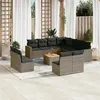 Image de vidaXL Salon de jardin avec coussins 12 pcs gris résine tressée