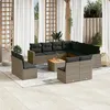 Image de Vidaxl Salon De Jardin Avec Coussins 12 Pcs Gris RÃ©sine TressÃ©e