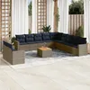 Image de vidaXL Vidaxl Salon De Jardin Avec Coussins 12 Pcs Gris Résine Tressée