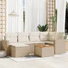 Image de Vidaxl Salon De Jardin Avec Coussins 7 Pcs Beige RÃ©sine TressÃ©e