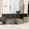Image de Vidaxl Salon De Jardin Avec Coussins 7 Pcs Gris RÃ©sine TressÃ©e